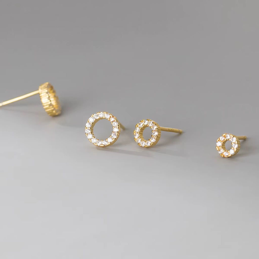 Circle round Minimalist Sterling Silver Stud Earrings Women Fine in 925 Silver Jewelry Woman Earrings Stud Silver 925