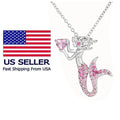 The Little Mermaid Rhinestone Crystal Pendant Necklace Birthday Jewelry Gifts for Women, Mom and Best Friend, Anniversary, Valentines Day and Holiday Gifts