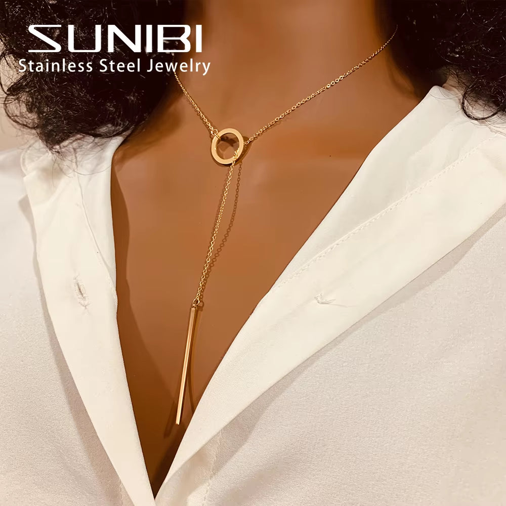 Fashion Stainless Steel Necklace for Woman Personality Infinity Cross Pendant Gold Color Necklaces on Neck Women Jewelry