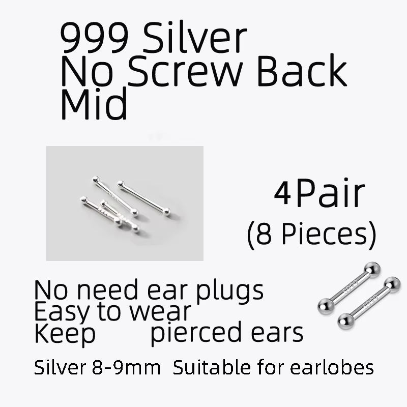 Sterling Silver Stud Earrings Women Two Ball Fine 925 Silver Jewelry Woman Earrings Stud Silver 999 Keep Piercing Nut