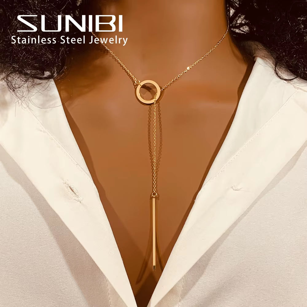 Fashion Stainless Steel Necklace for Woman Personality Infinity Cross Pendant Gold Color Necklaces on Neck Women Jewelry