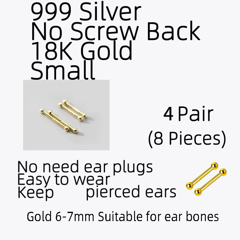 Sterling Silver Stud Earrings Women Two Ball Fine 925 Silver Jewelry Woman Earrings Stud Silver 999 Keep Piercing Nut