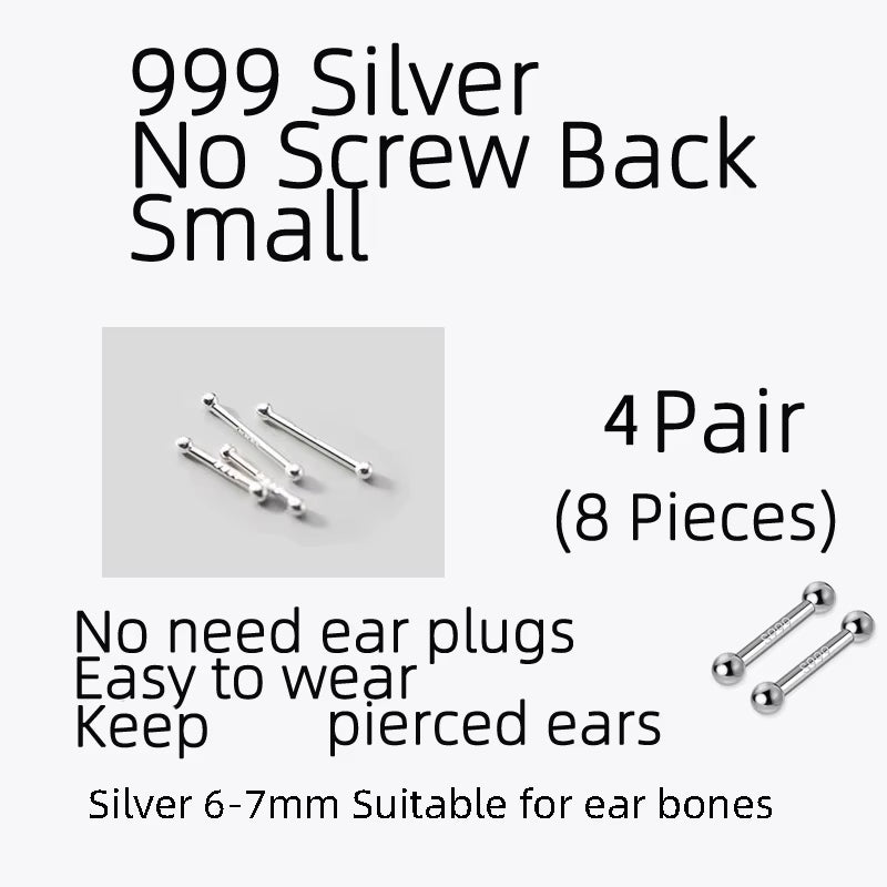 Sterling Silver Stud Earrings Women Two Ball Fine 925 Silver Jewelry Woman Earrings Stud Silver 999 Keep Piercing Nut