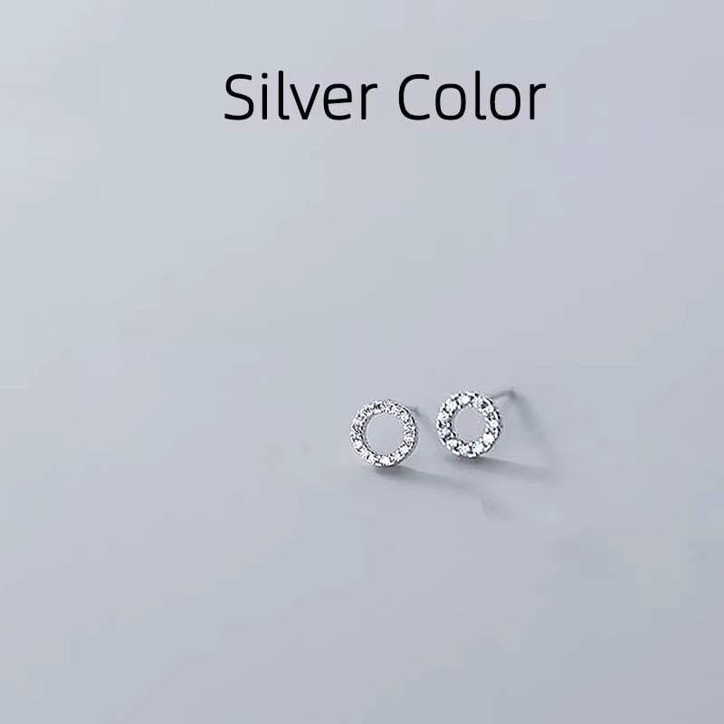 Circle round Minimalist Sterling Silver Stud Earrings Women Fine in 925 Silver Jewelry Woman Earrings Stud Silver 925
