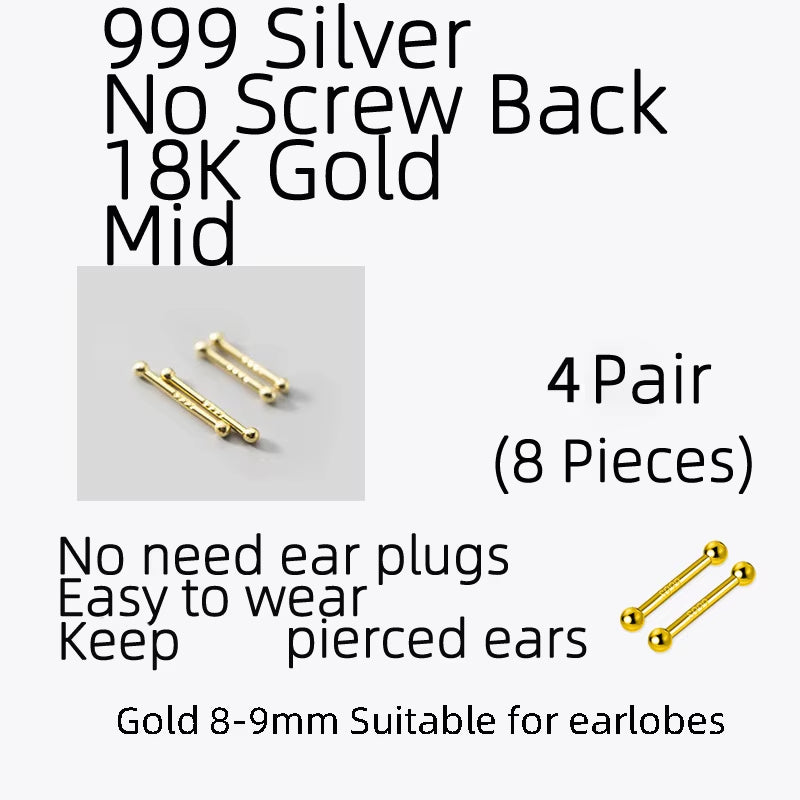 Sterling Silver Stud Earrings Women Two Ball Fine 925 Silver Jewelry Woman Earrings Stud Silver 999 Keep Piercing Nut