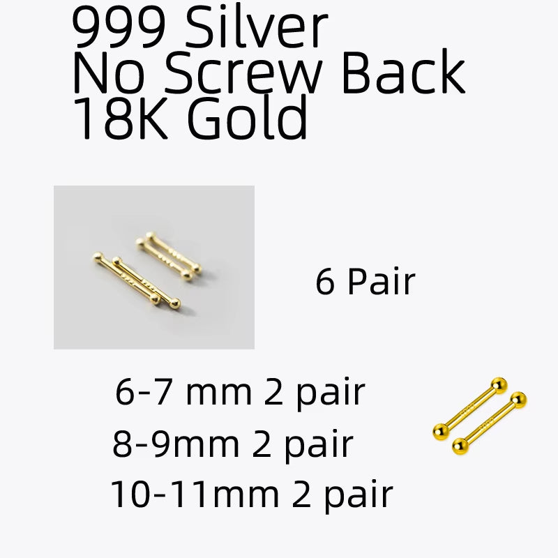 Sterling Silver Stud Earrings Women Two Ball Fine 925 Silver Jewelry Woman Earrings Stud Silver 999 Keep Piercing Nut