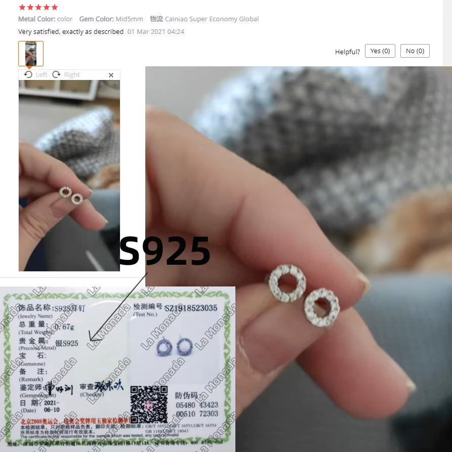 Circle round Minimalist Sterling Silver Stud Earrings Women Fine in 925 Silver Jewelry Woman Earrings Stud Silver 925