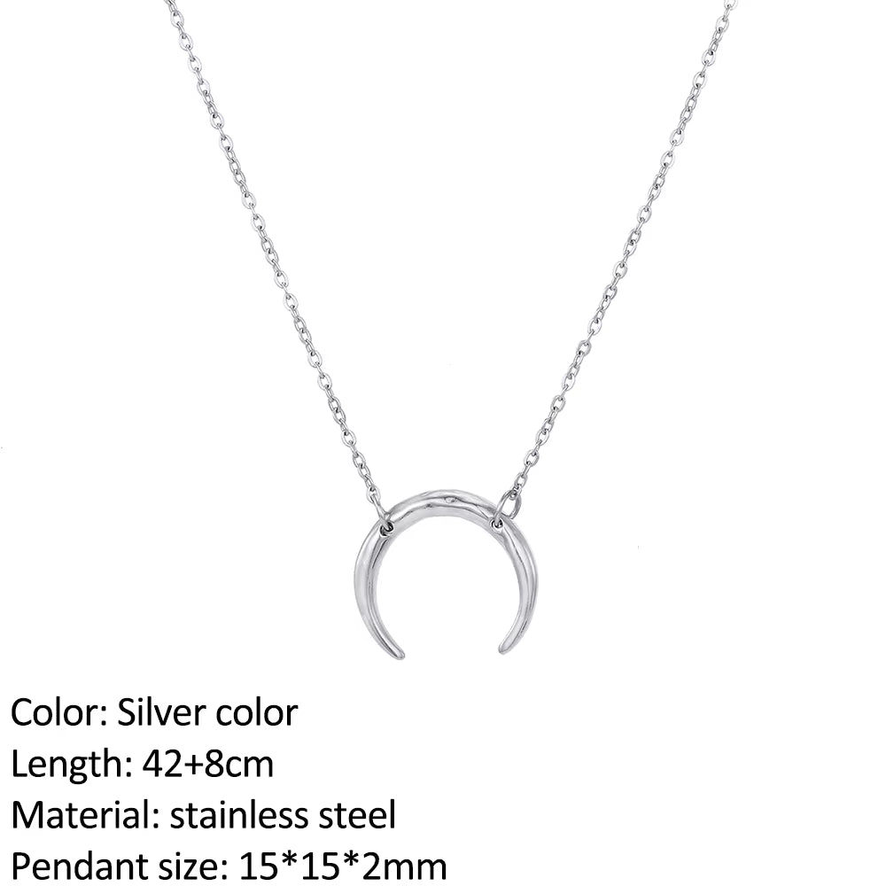 Fashion Stainless Steel Necklace for Woman Personality Infinity Cross Pendant Gold Color Necklaces on Neck Women Jewelry