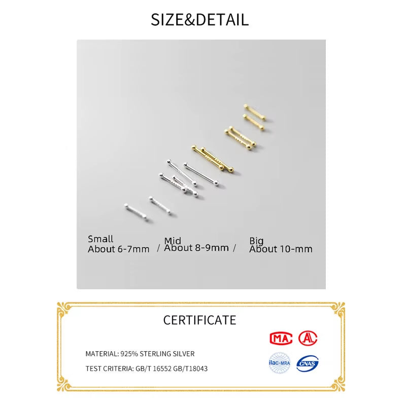 Sterling Silver Stud Earrings Women Two Ball Fine 925 Silver Jewelry Woman Earrings Stud Silver 999 Keep Piercing Nut