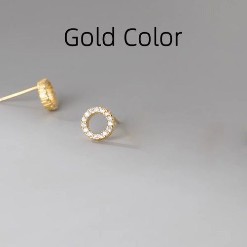 Circle round Minimalist Sterling Silver Stud Earrings Women Fine in 925 Silver Jewelry Woman Earrings Stud Silver 925