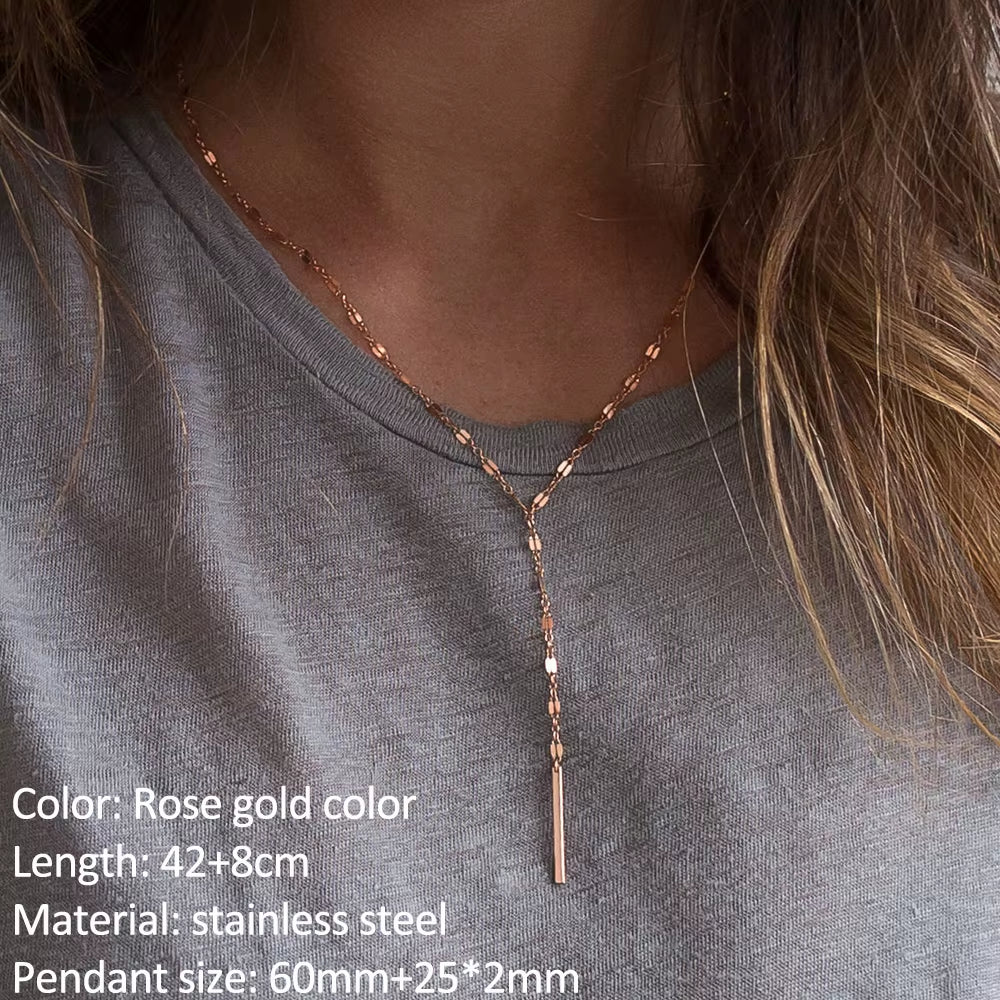 Fashion Stainless Steel Necklace for Woman Personality Infinity Cross Pendant Gold Color Necklaces on Neck Women Jewelry