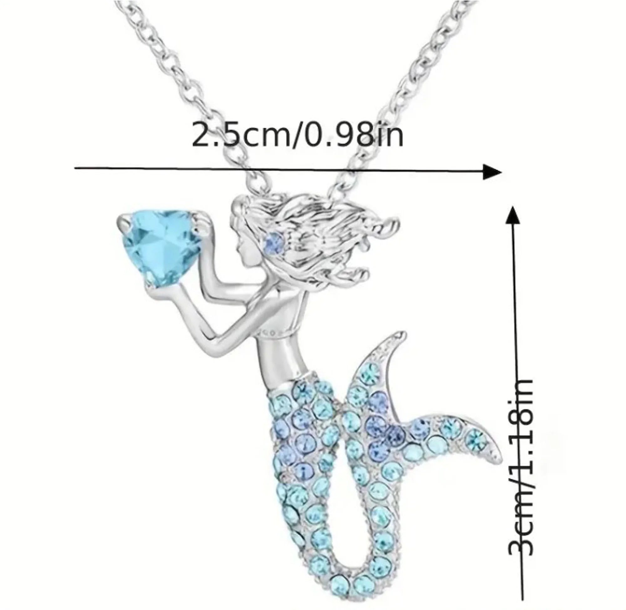 The Little Mermaid Rhinestone Crystal Pendant Necklace Birthday Jewelry Gifts for Women, Mom and Best Friend, Anniversary, Valentines Day and Holiday Gifts