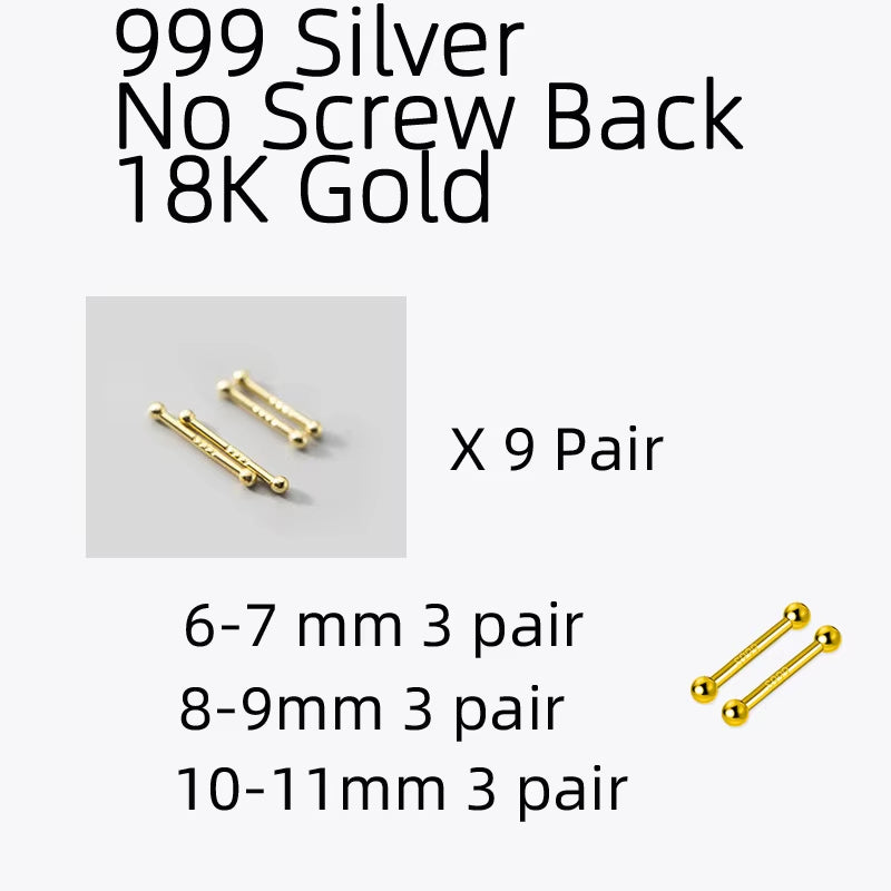 Sterling Silver Stud Earrings Women Two Ball Fine 925 Silver Jewelry Woman Earrings Stud Silver 999 Keep Piercing Nut