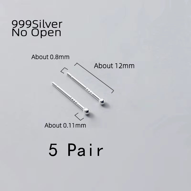 Sterling Silver Stud Earrings Women Two Ball Fine 925 Silver Jewelry Woman Earrings Stud Silver 999 Keep Piercing Nut