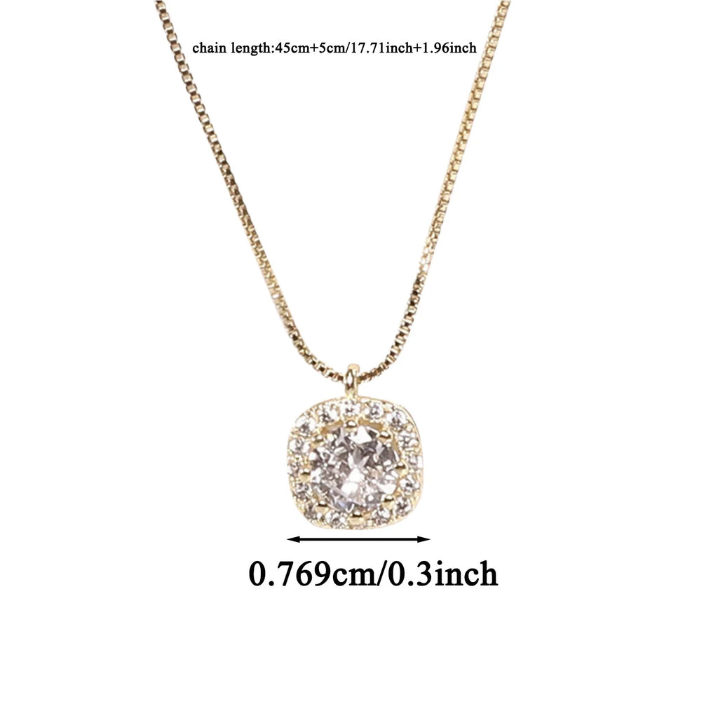 Gold Necklace for Women,Dainty Gold Necklaces 14K Gold Plated Diamond Necklaces Cute Cz Solitaire Choker Necklaces for Women Simple Cubic Zirconia Pendant Necklace Gifts(Silver,One Size)