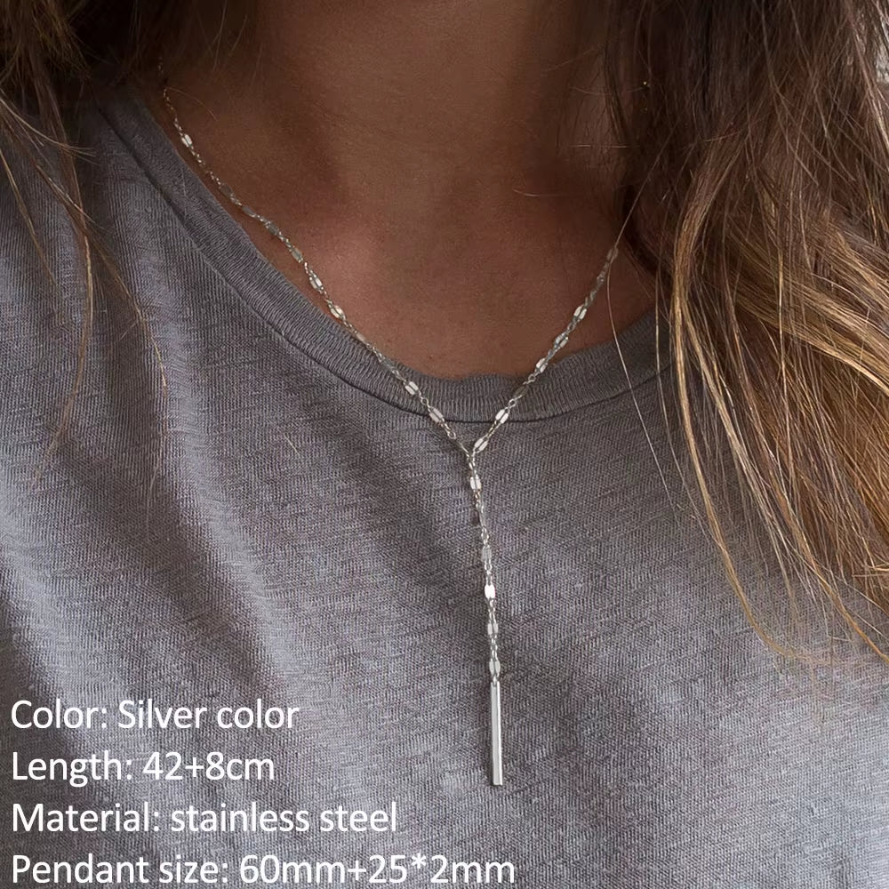 Fashion Stainless Steel Necklace for Woman Personality Infinity Cross Pendant Gold Color Necklaces on Neck Women Jewelry