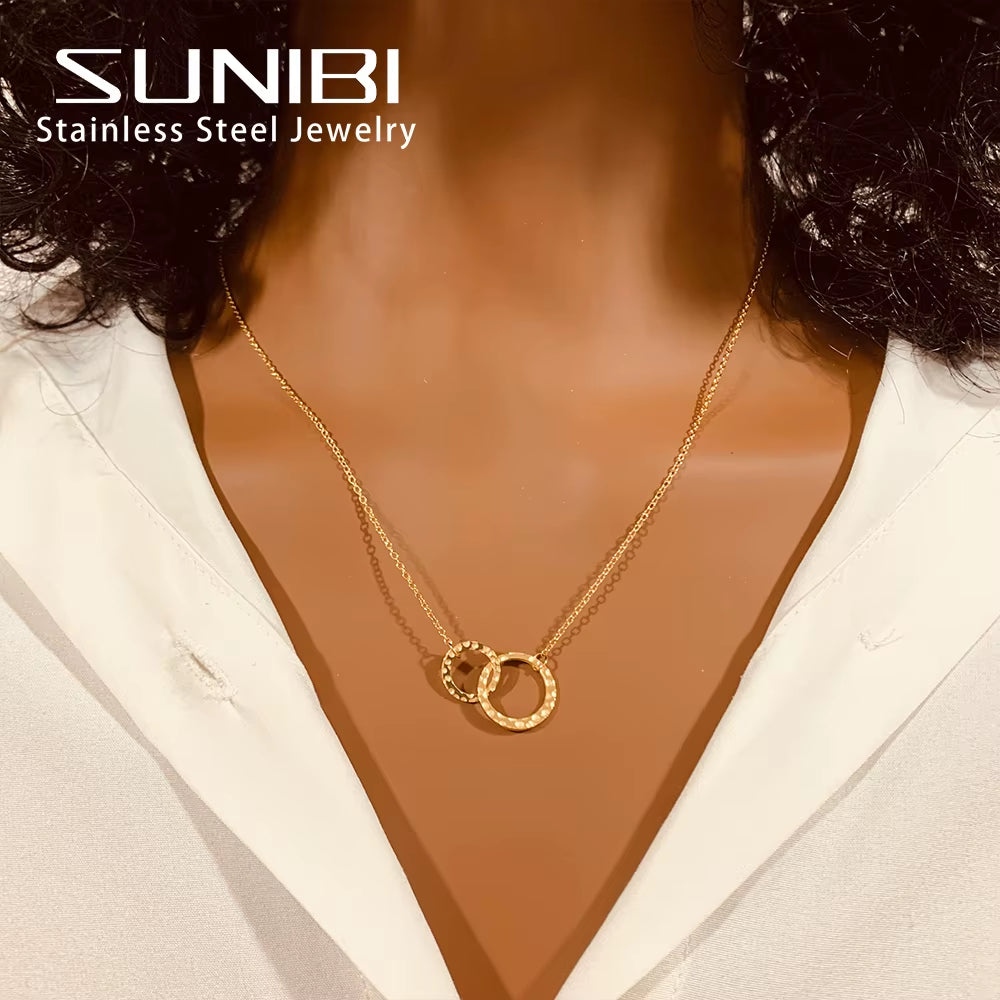 Fashion Stainless Steel Necklace for Woman Personality Infinity Cross Pendant Gold Color Necklaces on Neck Women Jewelry